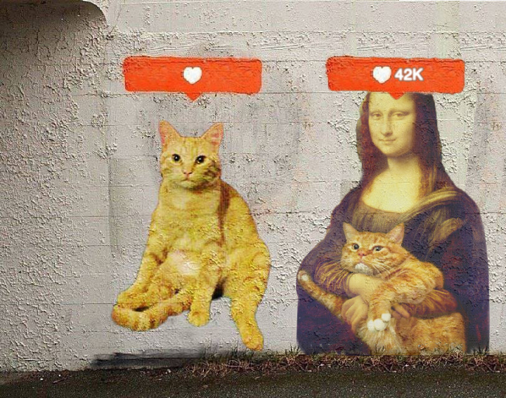 cat painting banksy