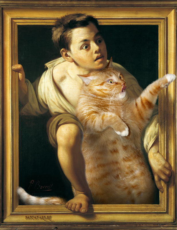 cat photobomb painting