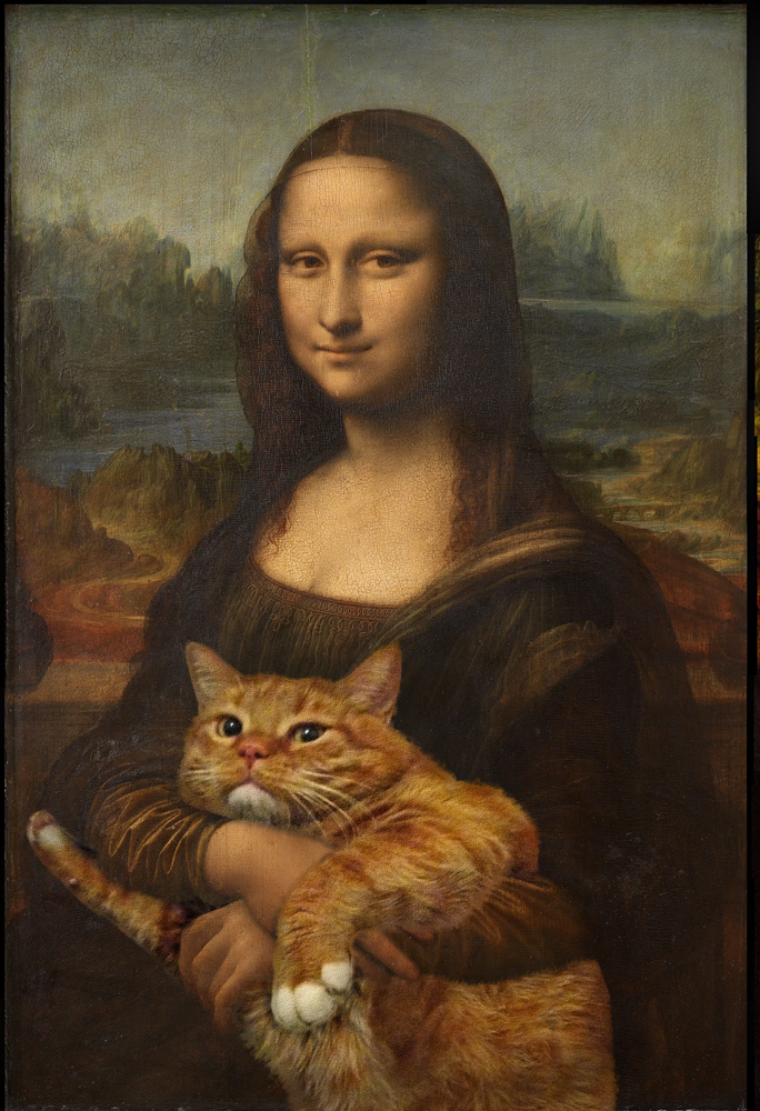 fat cat painting mona lisa