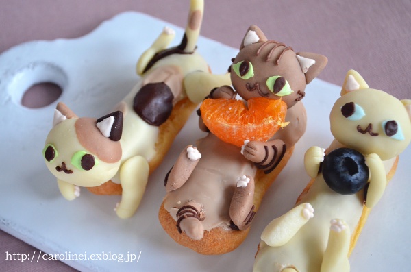 chocolate cat eclair tangerine snack kitty